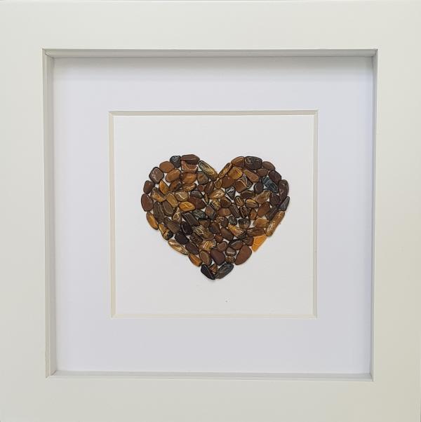 Natural Tigers Eye Stone Heart - Brown
